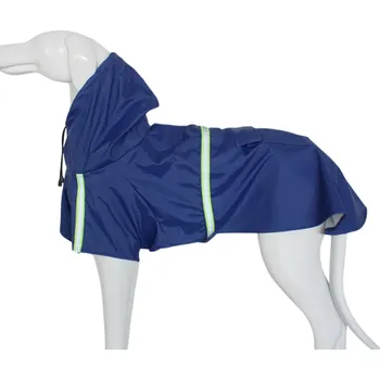 Obleček pro psa Pláštěnka pro psa s kapucí a reflexními prvky 14–24 kg Velikost 3XL 74 cm hrudník 60 cm délka Kapsa na suchý zip Voděodolný obleček pro psy modrá