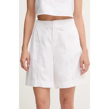 Dámské kraťasy Šortky s příměsí lnu Calvin Klein Jeans dámské, bílá barva, high waist, J20J225219 00X, vel. 28