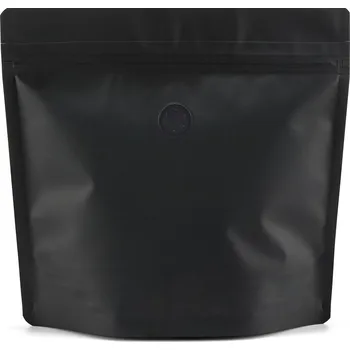 Doypack ZIP | černý supermat | ventil obsah 250g (200 x 190 + 80 mm)