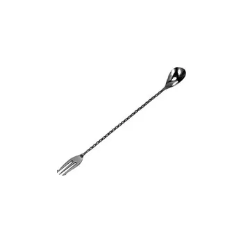 Příbor Lžička barmanská s vidličkou 30 cm, černá