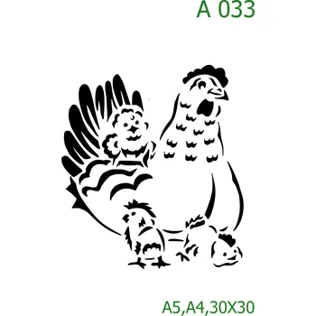 Plastová šablona pro malování - Velikonoce - Slepička (A033) - A4 , Nelepící folie