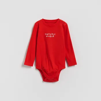 Kojenecký body Reserved - Bavlněné body s výšivkou - červená - 984FG-33X - 984FG-33X-80