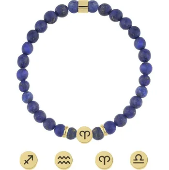 Šperk Manoki Náramek znamení zvěrokruhu Zodiac Gold - 6 mm lapis lazuli, 12 druhů X-NR2294/5-25 Lev (23.7. - 22.8.) Modrá 25 cm