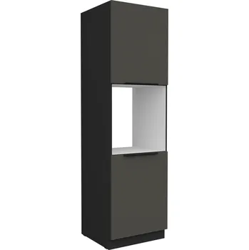 Kuchyňská linka Vysoká skříňka pro vestavnou troubu Aria 60 DP-210 2F Barva korpusu: Černá, Barva dvířek: GR - Graphite AFM