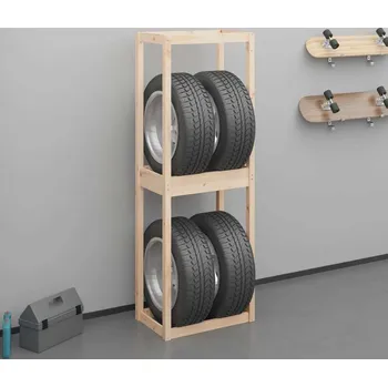 Dílenský regál vidaXL Stojan na pneumatiky 63x40x180 cm masivní borové dřevo [825006] Barva: Přírodní
