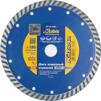 Řezný kotouč Kotouč diamantový řezný TURBO STAHLBETON 180*22.2 mm, 2.6*10 mm, KATANA