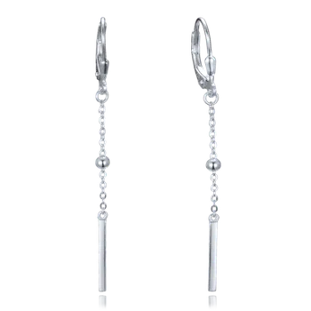 Souprava šperků MINET Řetízkové stříbrné visací náušnice s kuličkami a tyčkami JMAS0303SE00