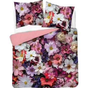 Povlečení DETEXPOL Francouzské povlečení 3D Letní květy broskvová micro Polyester - mikrovlákno, 220/200, 2x70/80 cm