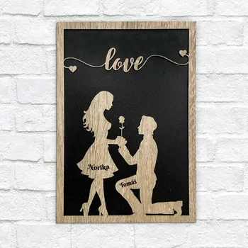 Obraz Dárek k výročí / novomanželům se jmény - Zamilovaný pár | DUBLEZ