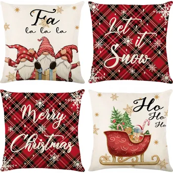 Vánoční dekorace POVLEČENÍ NA POLŠTÁŘ 45x45 VÁNOČNÍ DEKORAČNÍ POVLAČKA SVÁTEČNÍ OZDOBA 4x