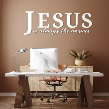 Samolepící dekorace Dřevěná samolepka - JESUS ​​is always the answer, Bílá | DUBLEZ