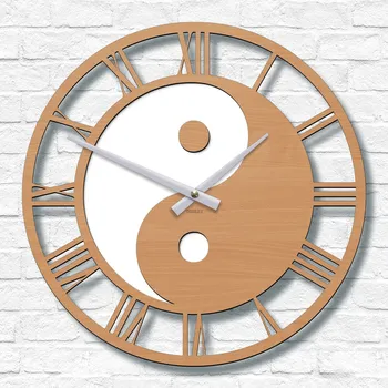 Hodiny Nástěnné hodiny s motivem Jin jang, Buk | DUBLEZ