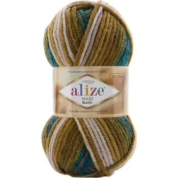 Alize Superlana maxi batik 4684 zeleno-hnědá