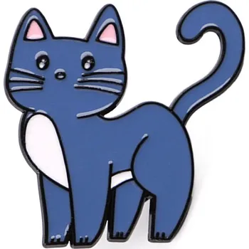 Náramek Brož / odznak kočka, malé, 2 modrá