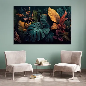 Obraz Moderní obraz do obývacího pokoje - Neonová džungle | DUBLEZ