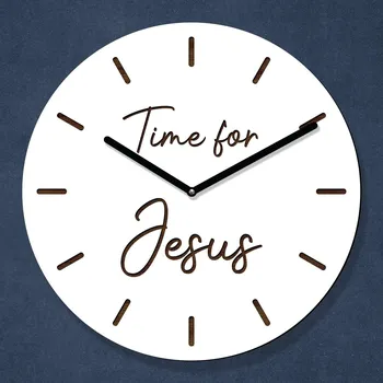 Hodiny Křesťanské hodiny na zeď - Time for Jesus, Bílá | DUBLEZ