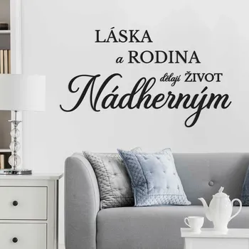 Samolepící dekorace DUBLEZ Citát na zeď - Láska, Rodina, Život 82 cm x 48 cm