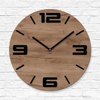 Hodiny Velké nástěnné hodiny do obýváku - Numero, Dub tabákový | DUBLEZ