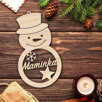 Vánoční dekorace DUBLEZ Vánoční ozdoba se jménem - Sněhulák 6 x 10 x 3 mm