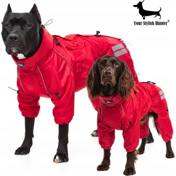 Obleček pro psa Nepromokavý plášť Kombinéza obleček pro velkého psa červený XL