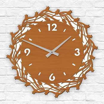 Hodiny Dřevěné hodiny do obýváku - Tulipány | DUBLEZ