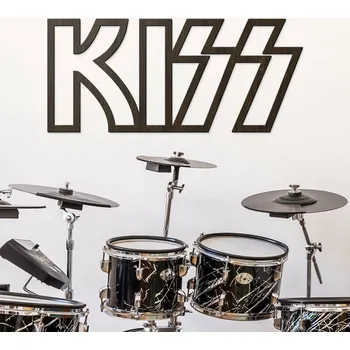 Obraz Dřevěný obraz na zeď - Logo KISS, Wenge | DUBLEZ