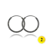 MINET Černé broušené stříbrné náušnice KRUHY 2 cm JMAN0392BE02