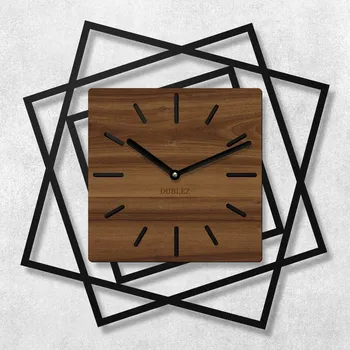 Hodiny 3D dřevěné hodiny na zeď - Frames, Ořech | DUBLEZ