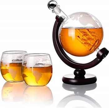 Sklenice SADA NA WHISKY KARAFA GLOBUS SKLENICE KOSTKY DÁREK K NAROZENINÁM SVÁTKŮM
