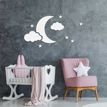 Obraz Dětské 3D samolepky na zeď - Měsíc a hvězdy | DUBLEZ