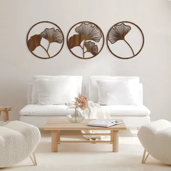 Obraz 3-dílná dřevěná dekorace - Ginkgo | DUBLEZ