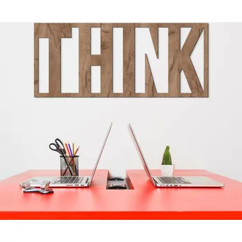 Obraz Dřevěný nápis na zeď - THINK | DUBLEZ