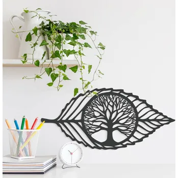 Obraz Dřevěná dekorace - Symbol života, Antracitově-šedá | DUBLEZ