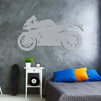 Obraz Dřevěný obraz motorky - Kawasaki Ninja ZX-10R, Stříbrná | DUBLEZ