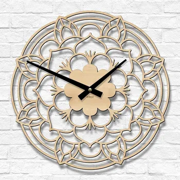 Hodiny Nástěnné hodiny s mandalou - Rozpuk, Javor | DUBLEZ