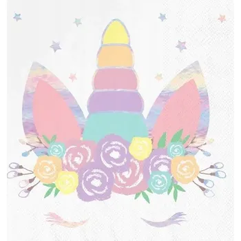 Papírový ubrousek Ubrousky PartyPal 512330 Jednorožec 10 kusů 16,5x16,5 cm