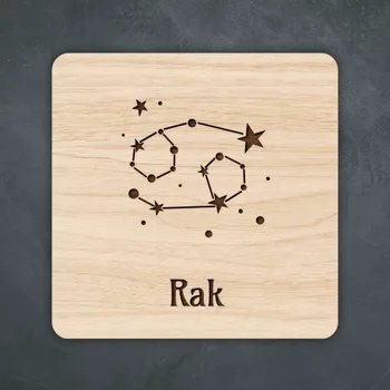 Podtácek Dřevěne prostírání pod skleničky - Znamení zvěrokruhu Rak | DUBLEZ