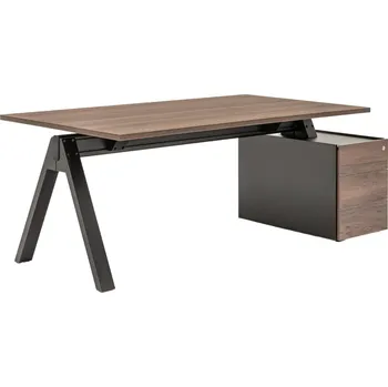 Počítačový stůl MDD Černý kancelářský stůl Viga 180 x 100 cm s ořechovým dekorem, pravý