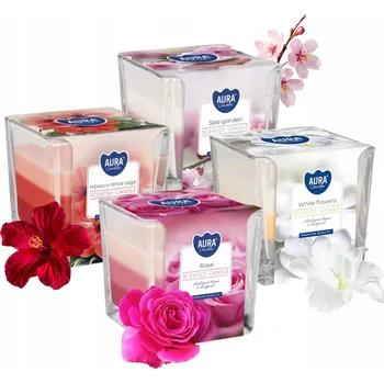 Svíčka Parafínová vonná svíčka Bílé Květy Zahrada SPA Voňavá zahrada Růže Aura