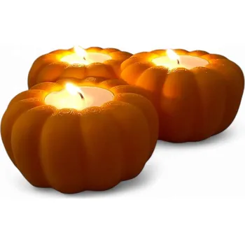Svícen Svícen ve tvaru tří dýní z PLA – podzimní 3D dekorace na čajové svíčky