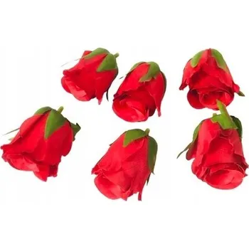 umělá květina Červená růže do kytice, dekorace hlavička poupě, malá, 6 Ks