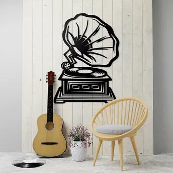 Obraz Dřevěný vintage obraz - Gramofon, Černá | DUBLEZ