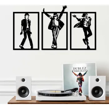 Obraz 3 dílný dřevěný obraz - Michael Jackson | DUBLEZ