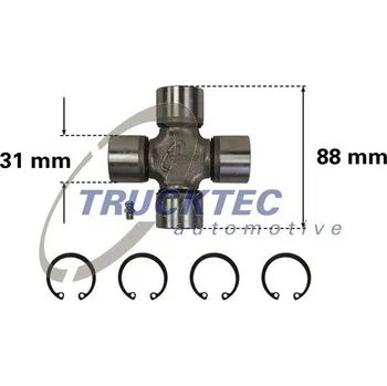 Hřídel nápravy Kloub, kloubový hřídel TRUCKTEC AUTOMOTIVE 02.34.012