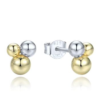 Náušnice Moonlit Stříbrné náušnice ze tří kuliček – minimalistický design pozlacené