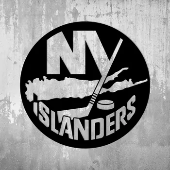 Obraz Dřevěné logo hokeje - New York Islanders, Černá | DUBLEZ