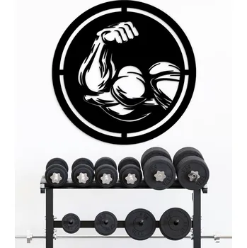 Obraz Fitness obraz na zeď - Biceps kulturisty, Černá | DUBLEZ