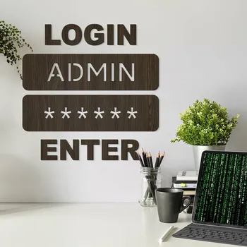 Samolepící dekorace Samolepka na stěnu do kanceláře - LOGIN ADMIN, Wenge | DUBLEZ