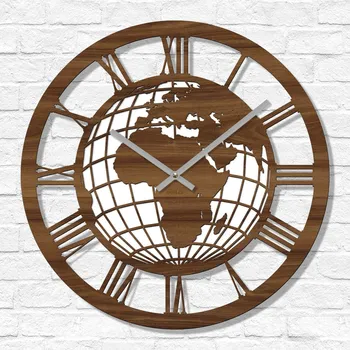 Hodiny Dřevěné hodiny - Mapa světa, Ořech | DUBLEZ