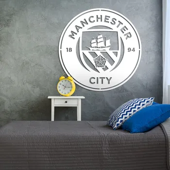 Obraz Dřevěné logo klubu - Manchester City, Bílá | DUBLEZ